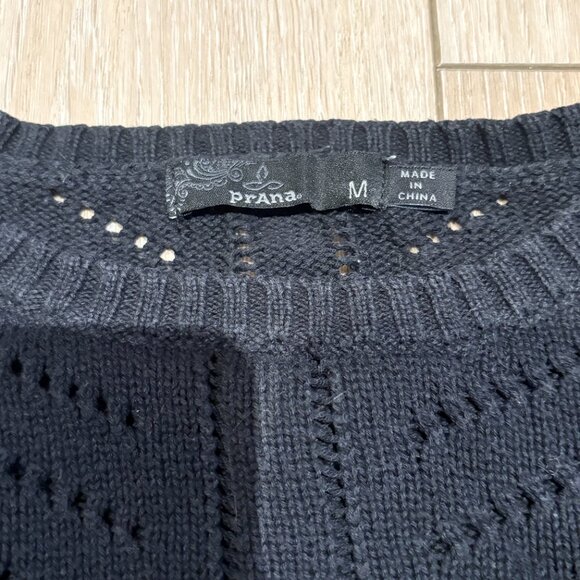 prAna Black Open Knit Sweater Medium - Picture 2 of 3